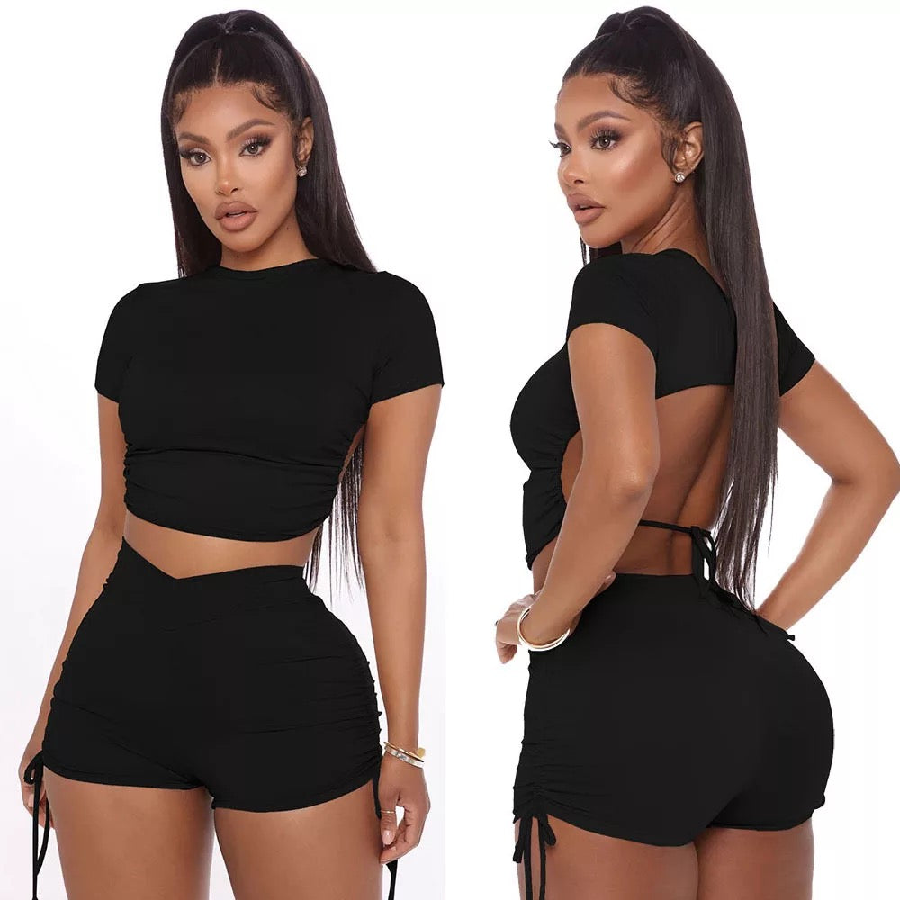 Black two piece short set