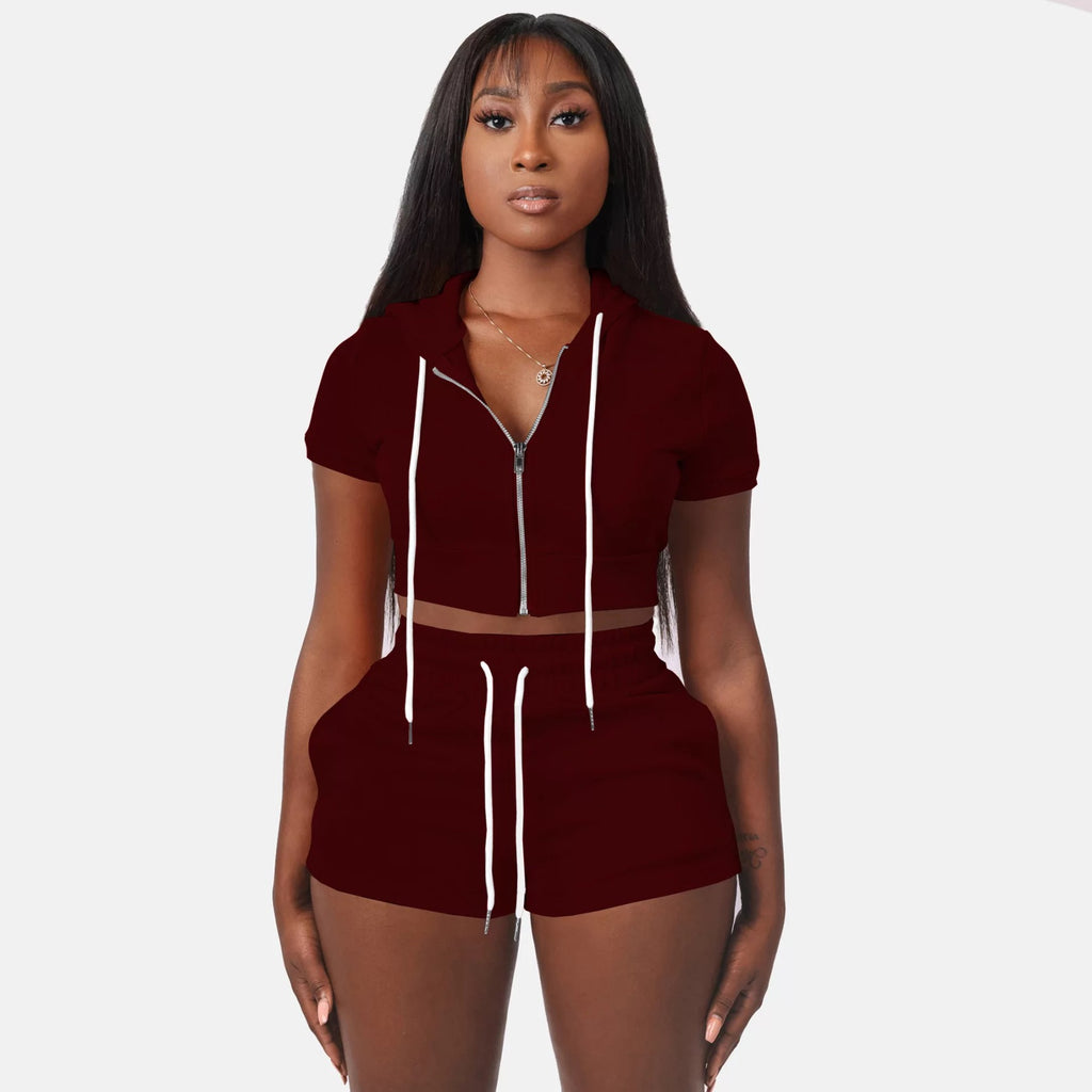 Burgundy short set